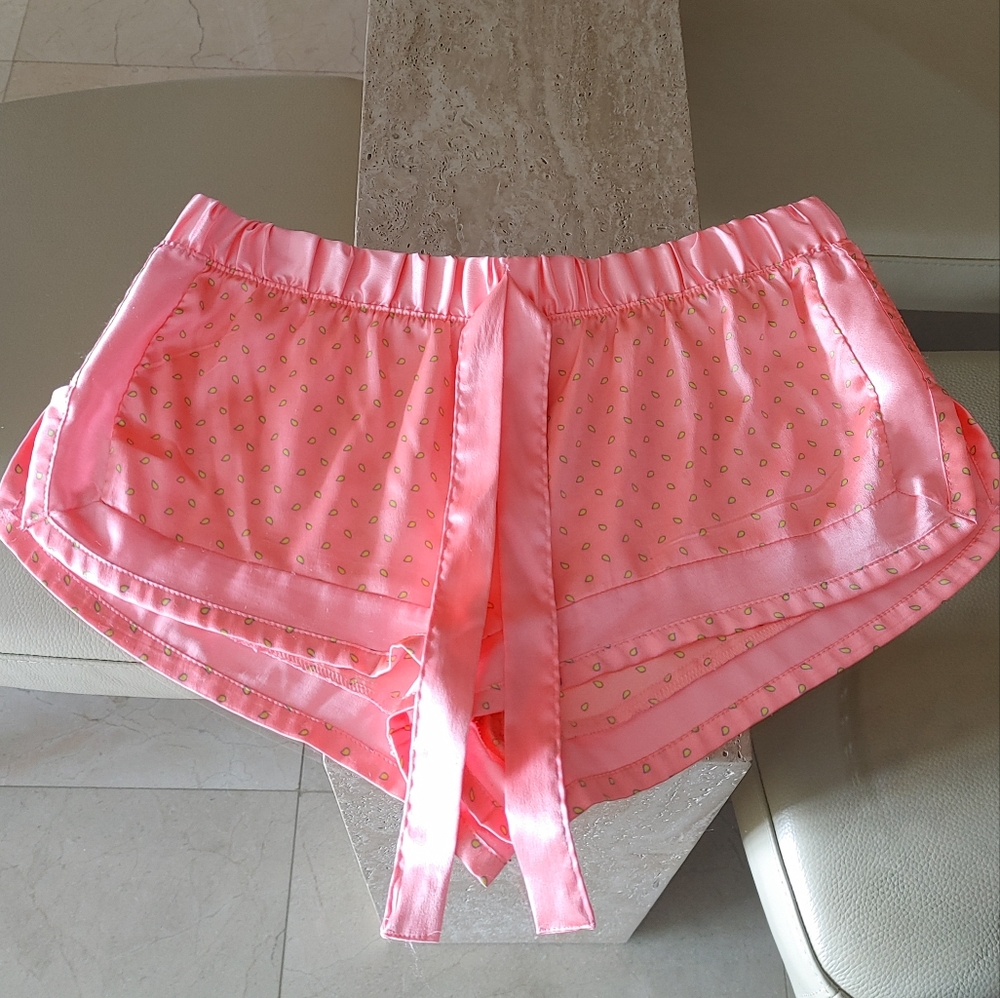 Victoria's Secret Satin Sleep Shorts - Pink print - Small